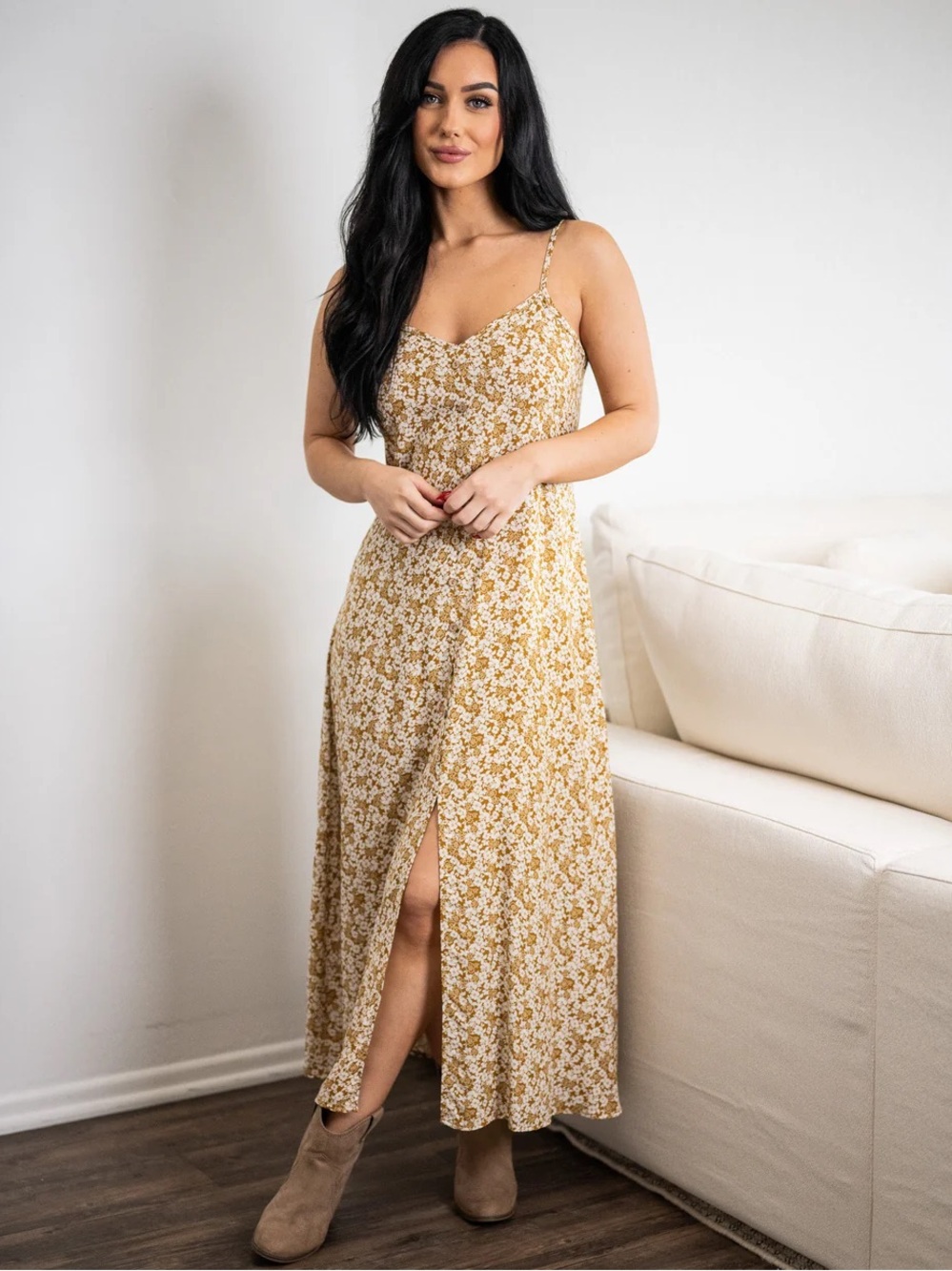 Sozy rare cream orange Ada maxi Dress Boho cottage comfy soft XL summer lounge